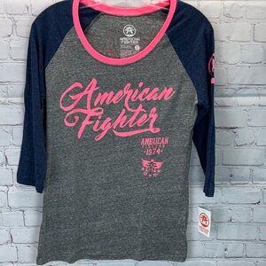 ⭐️NWT American fighter trinity 3/4 sleeve raglan woman’s tee SZ Med.